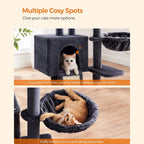 Scratching Post - Cat Sleeping Place - 135 cm - Med gräsmatta och plattform - Dark Grey