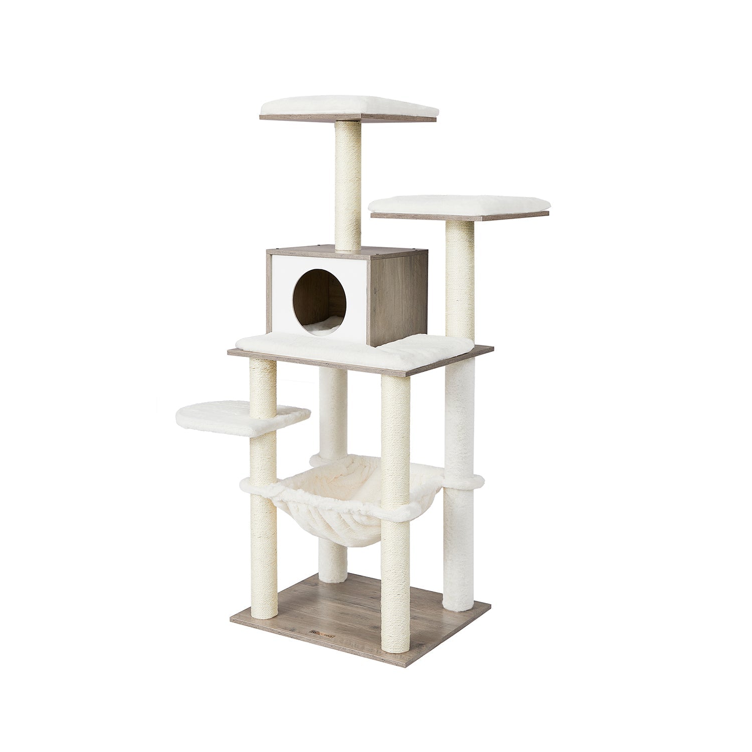 Scratching Post - Cat Tree - Med avtagbara kuddar - 3 Plateaus - Modern - Vintage Brown