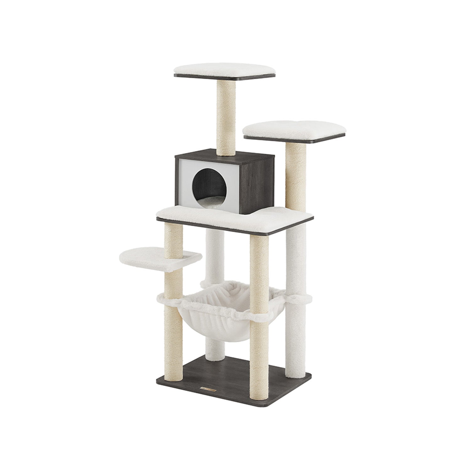Scratching Post - Cat Tree - Med avtagbara kuddar - 3 Plateaus - Modern - Vintage Brown