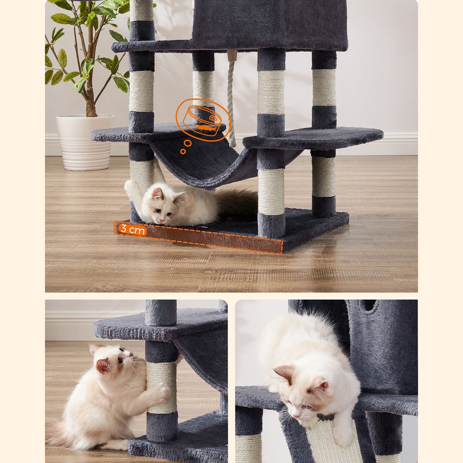 Scratching Post - 168 cm - 2 grottor