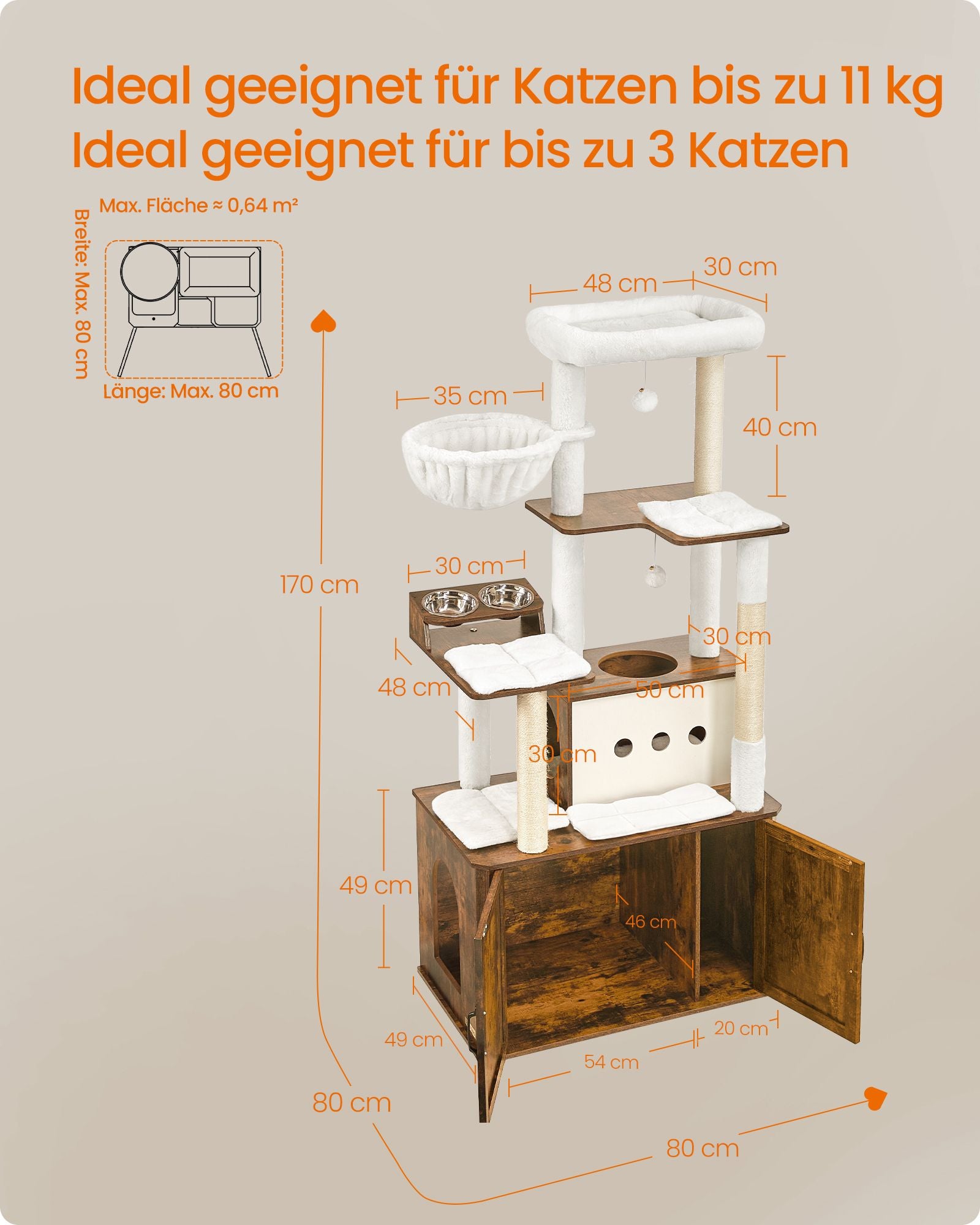 Skrapning efter 170 cm hög med vintage Brown Cat Bakery