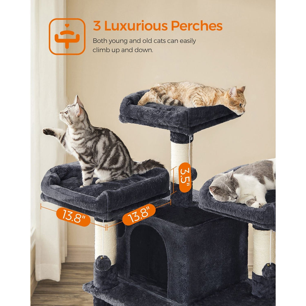 Scratching Post XXL - 3 plattformar och 2 grottor - 172 cm - rökgrå