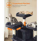 Scratching Post XXL - 3 plattformar och 2 grottor - 172 cm - rökgrå