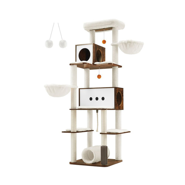 Skrapstolpe – Med 2 grottor och 2 solstolar – Vintage brun