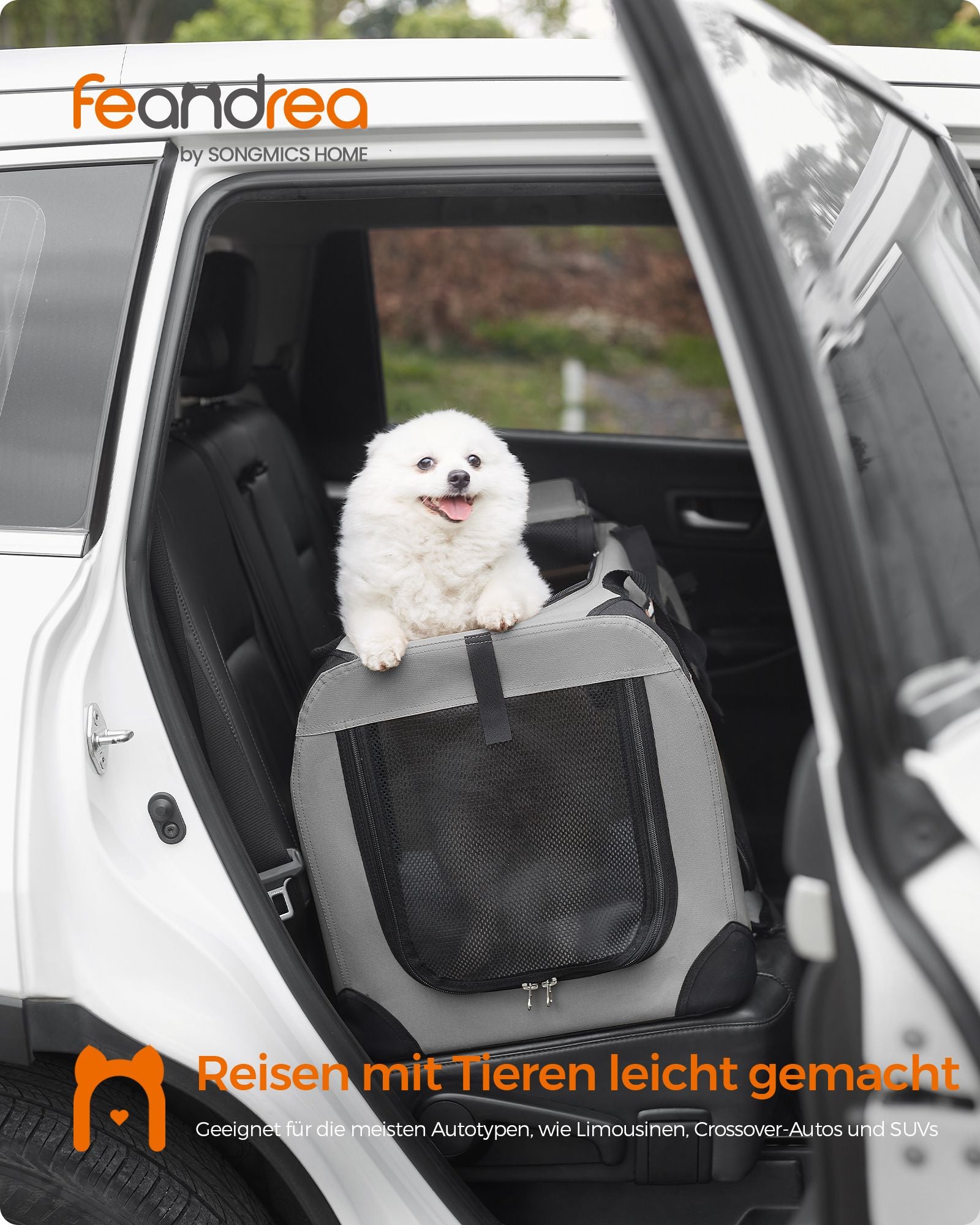 Dog Box M tillverkad av Oxford -tyg med rökgrå handtag