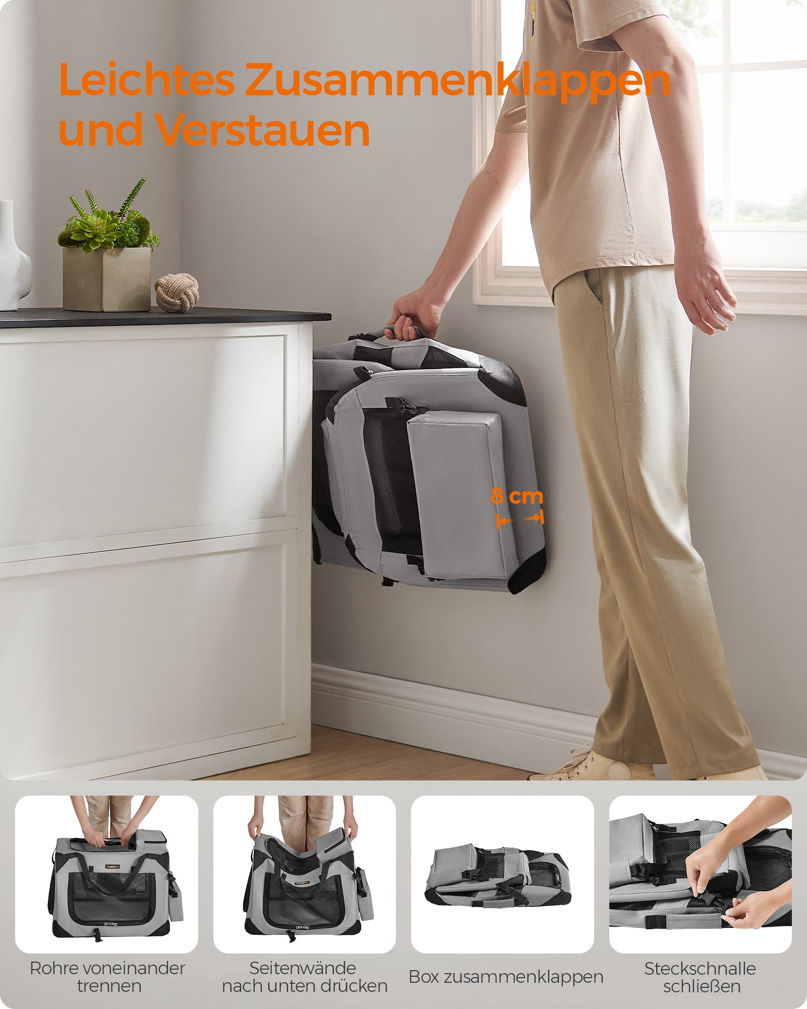 Dog Box M tillverkad av Oxford -tyg med rökgrå handtag