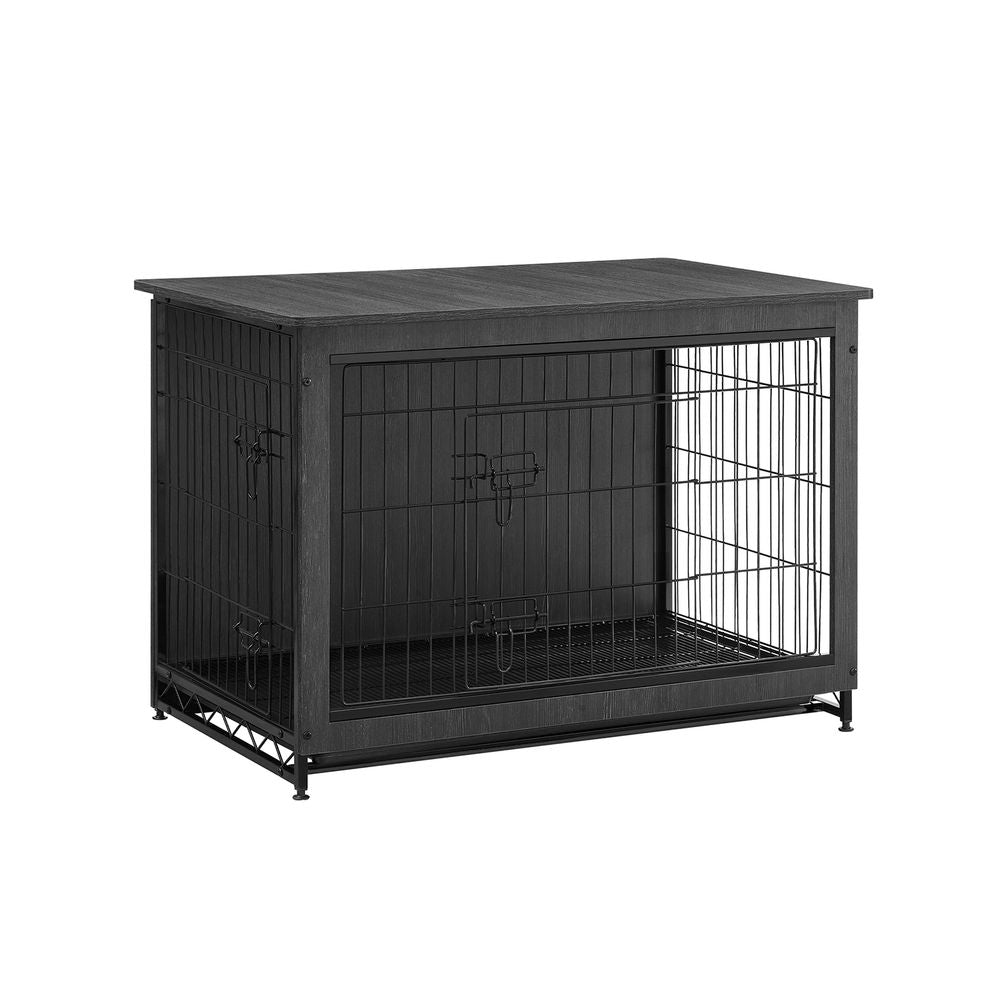 Hundbur - bänk - extra stark - trä/metallram - brun