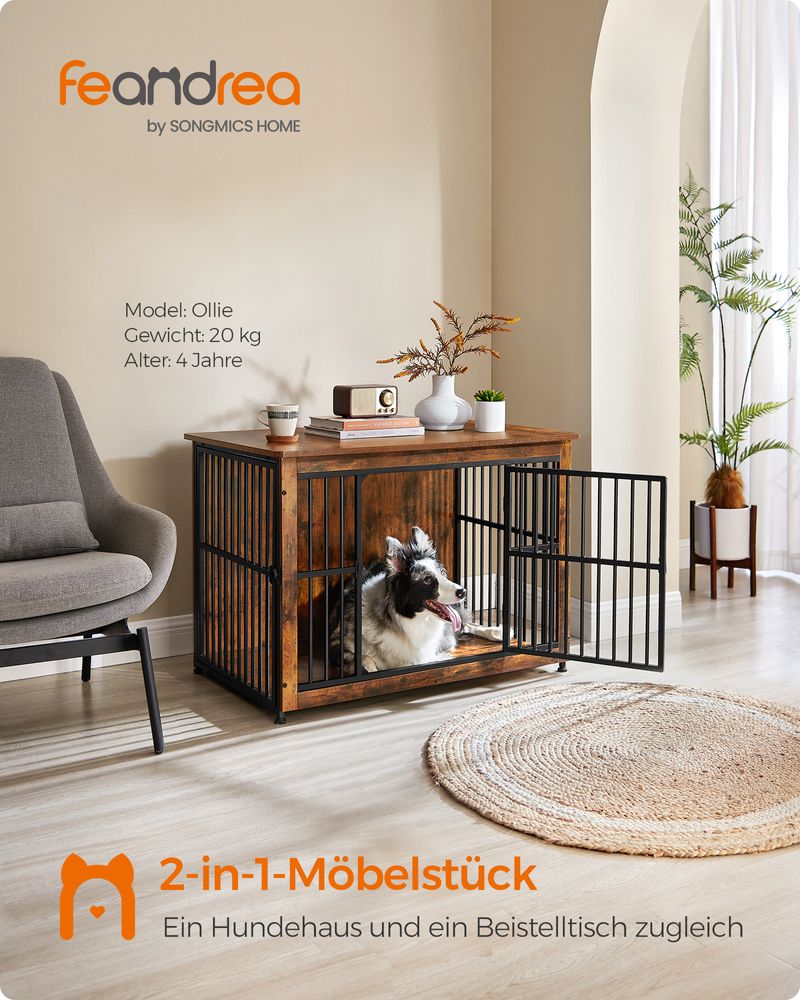 Hundbur - Dog Sleep Cage - Hundbur - med 2 dörrar - Brown