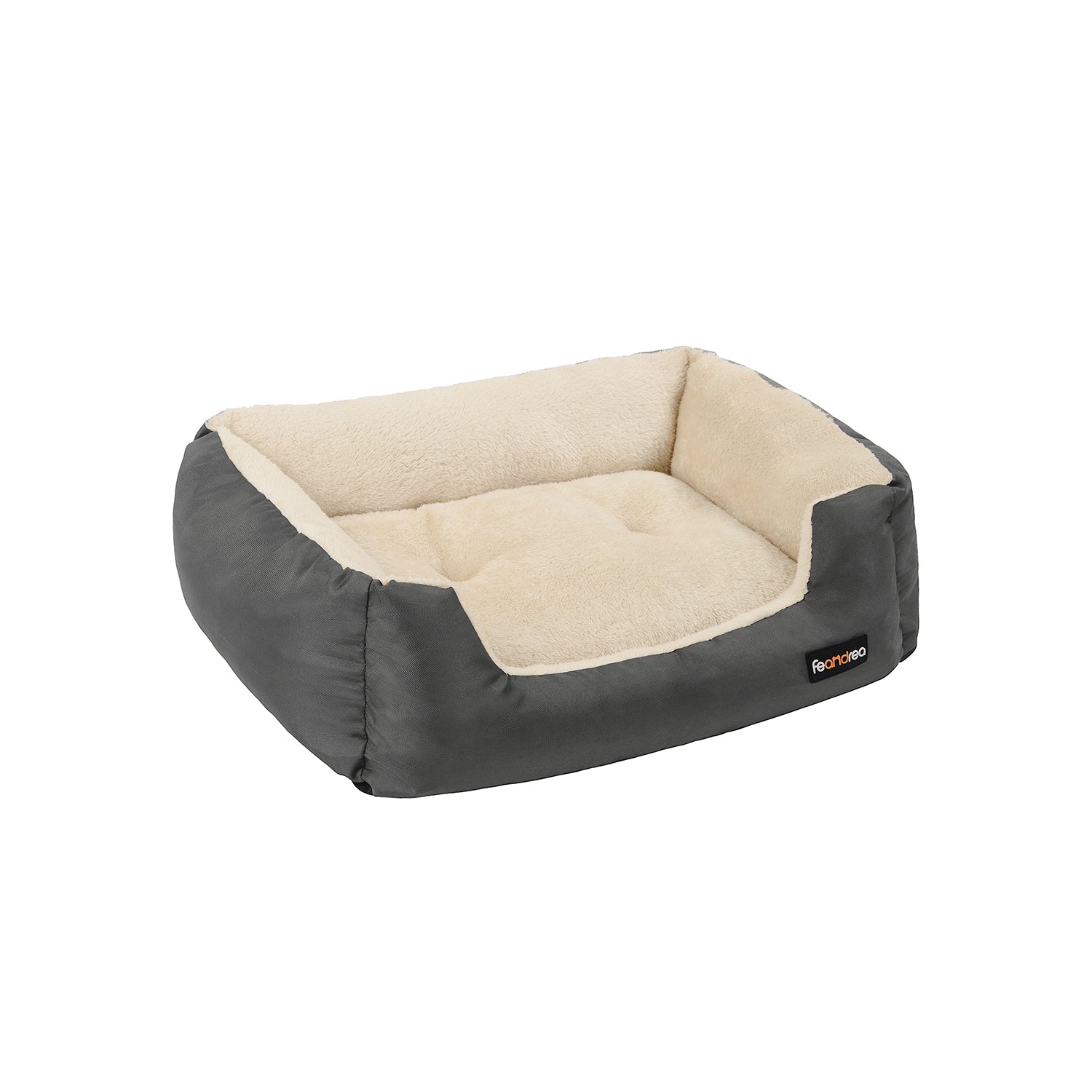 Hundbädd - 65 x 55 x 20 cm - med reversibel kudde - grå