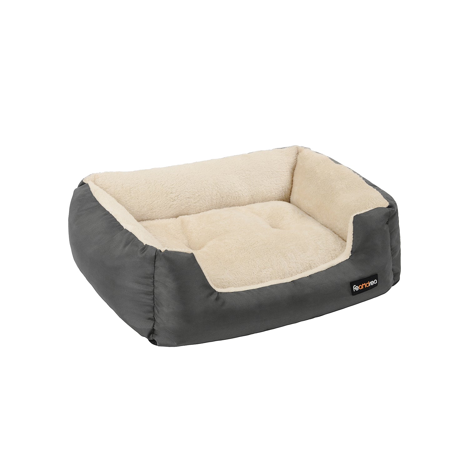 Hundbädd - 80 x 65 x 20 cm - med reversibel kudde - grå