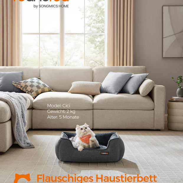 Hundsäng – Avtagbart och tvättbart överdrag – Mörkgrå