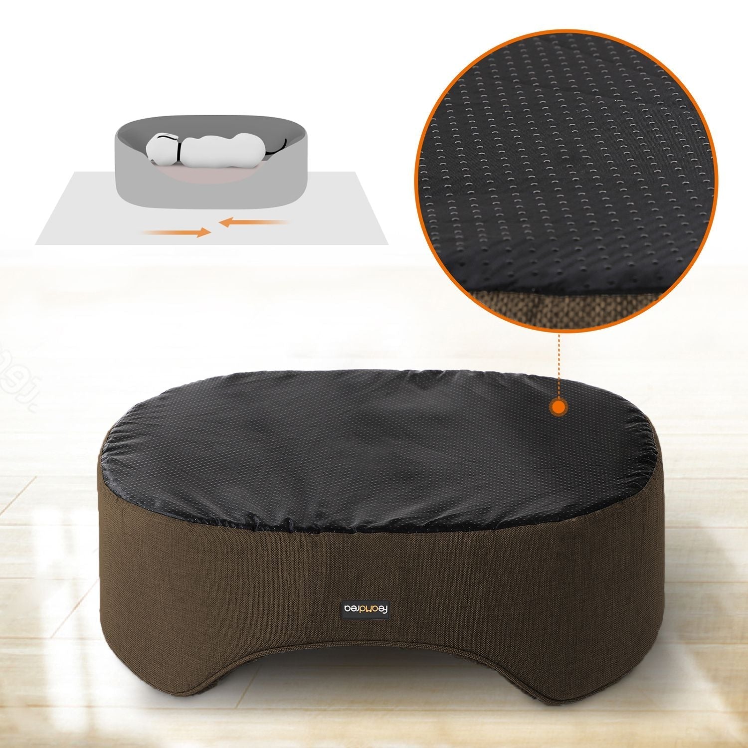 Hundsäng - med hög kant - 92 x 72 x 28 cm - brun