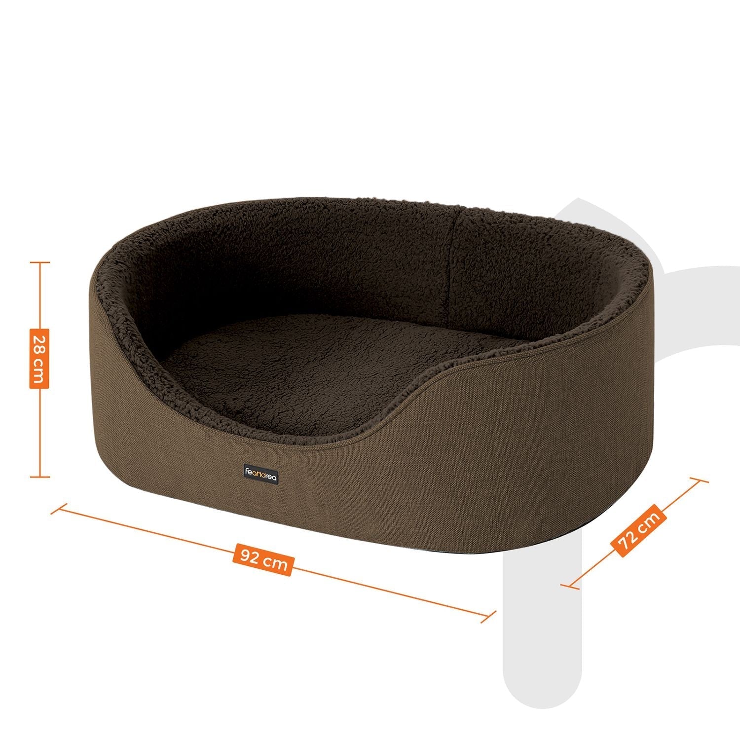Hundsäng - med hög kant - 92 x 72 x 28 cm - brun