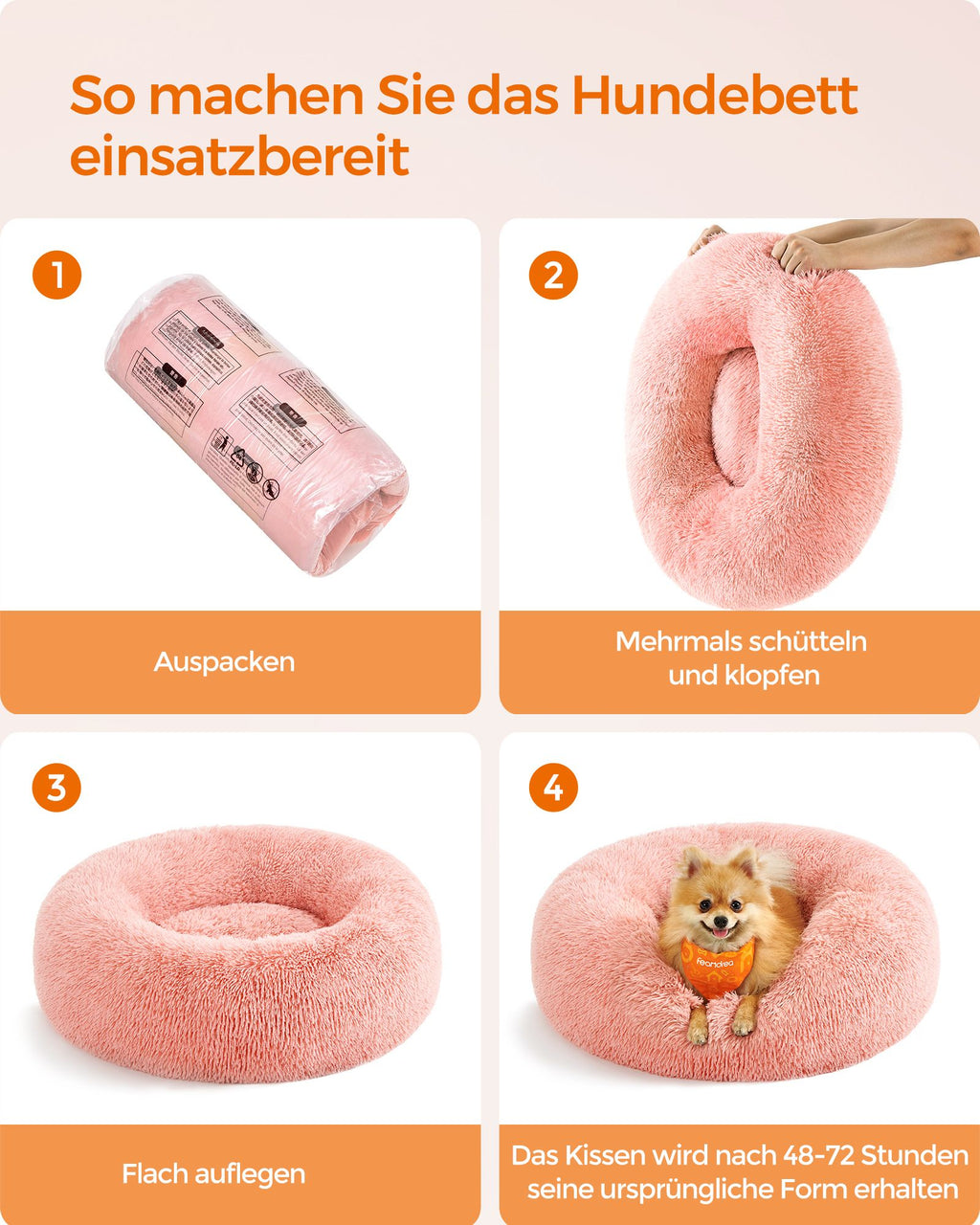 Hundkorg - Plug Long Plush - Pink
