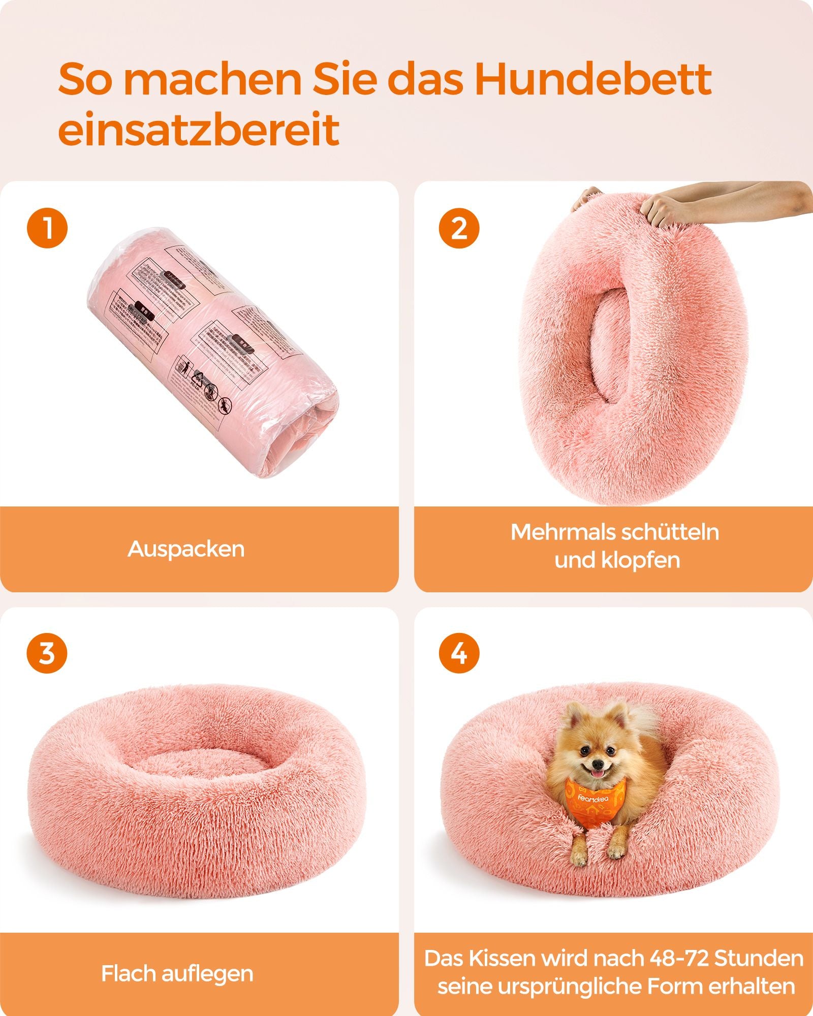 Hundkorg - Plug Long Plush - Pink