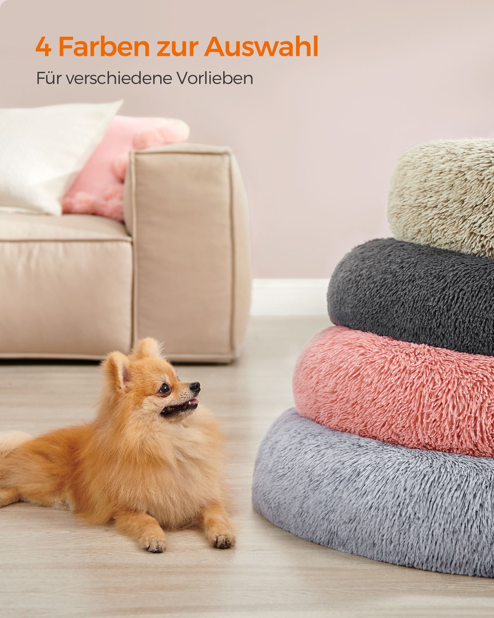 Hundkorg - Plug Long Plush - Pink