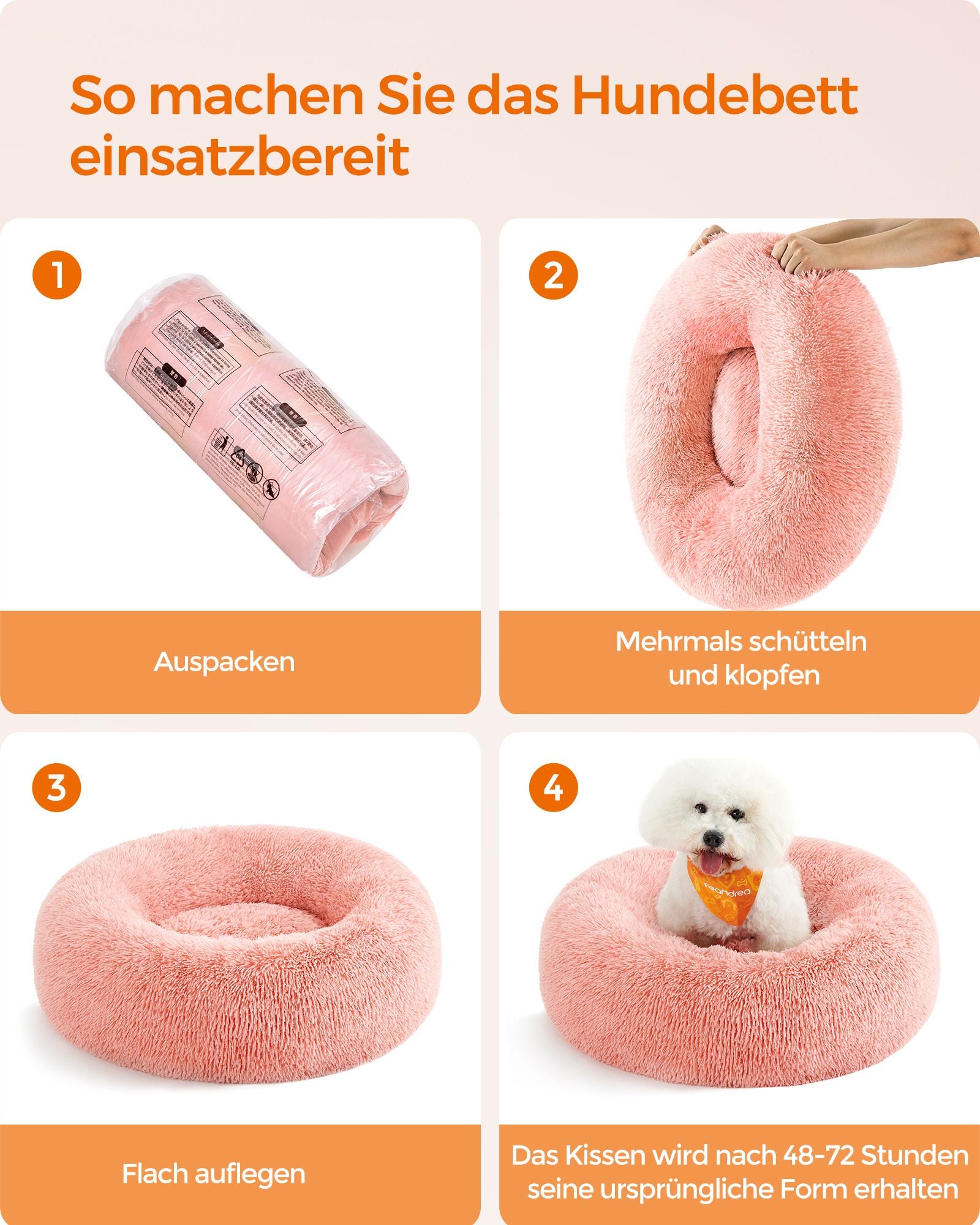 Kattkorg - tvättbar - lång plysch - rosa