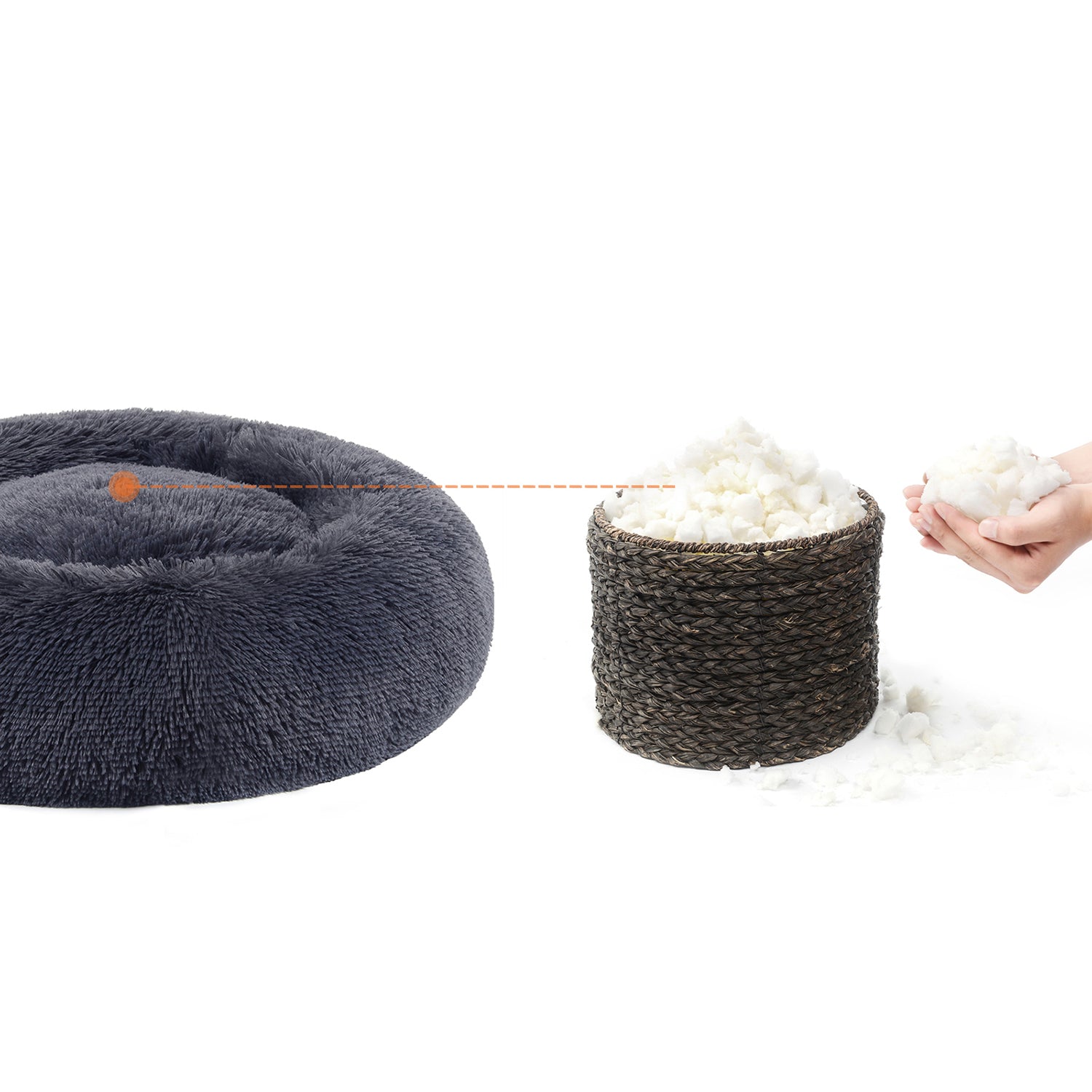 Hundbädd – mjukt fodrad – Ø 80 cm – grå