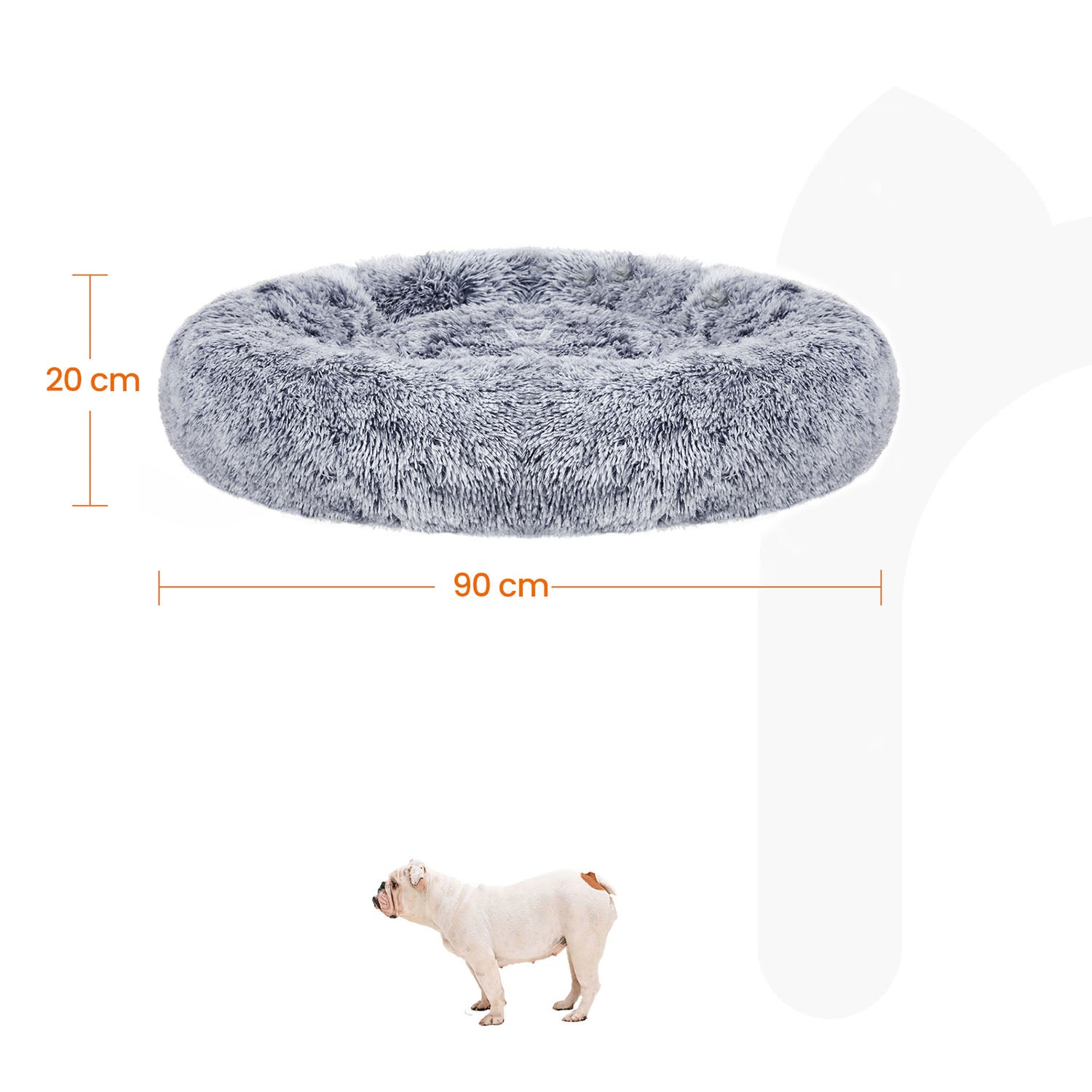 Fluffig hundbädd - med munkdyna - Ombré Gray