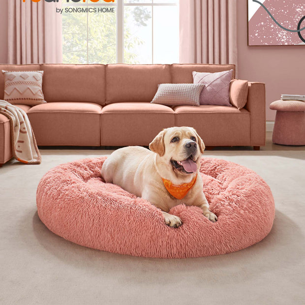 Hundsäng – fluffig och tvättbar – Ø 120 cm – rosa