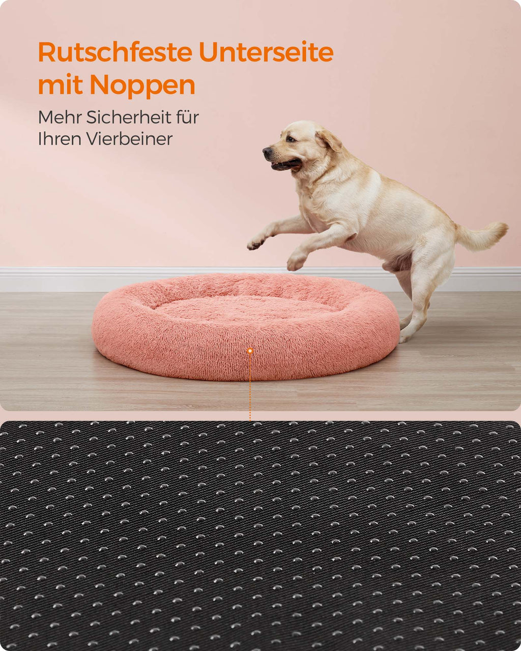 Hundkorg - fluffig & tvättbar - Ø 120 cm - rosa