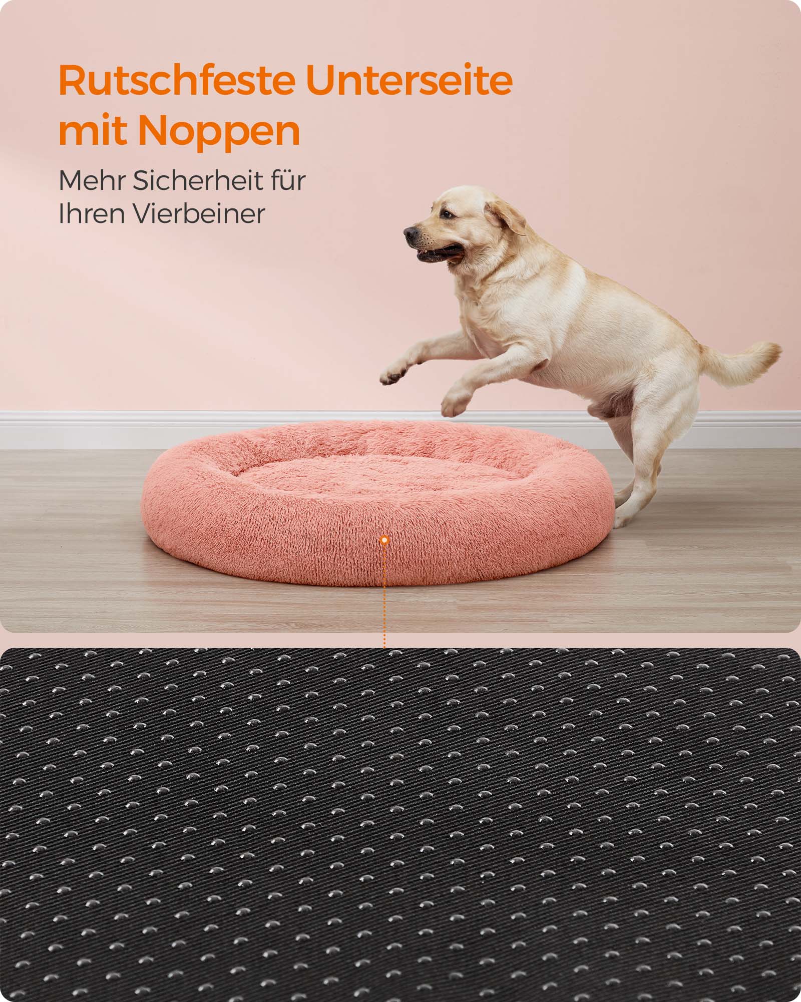 Hundkorg - fluffig & tvättbar - Ø 120 cm - rosa
