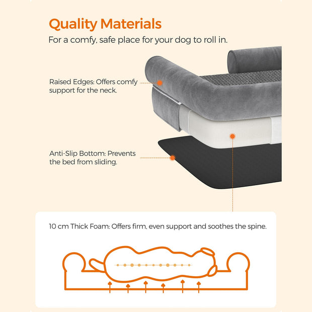 Ortopedisk hundsäng – Mjuk och bekväm – Ljusgrå