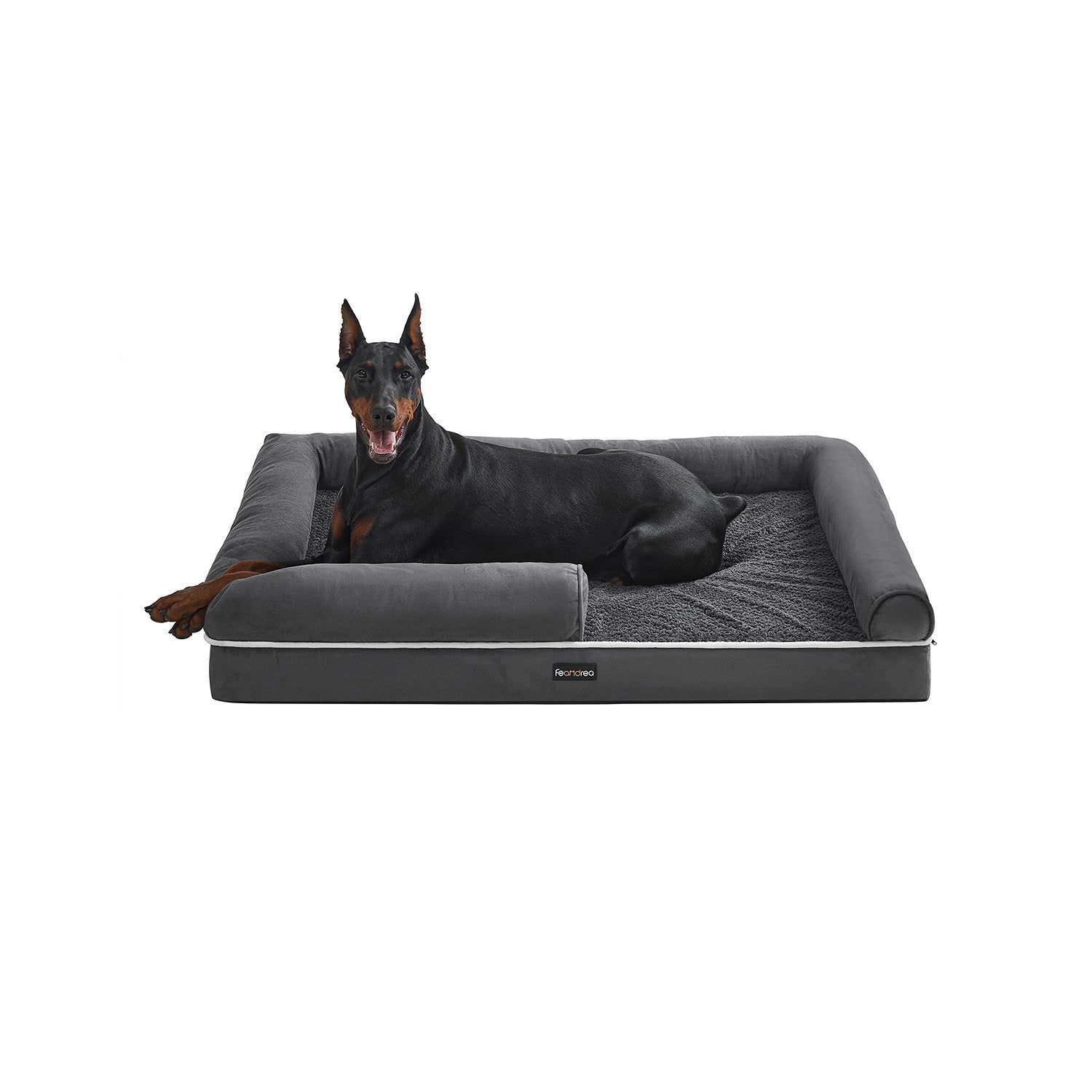 Hundbädd - Dogsofa - 120 x 85 x 25 cm - Löstagbart och tvättbart täckning - Grå