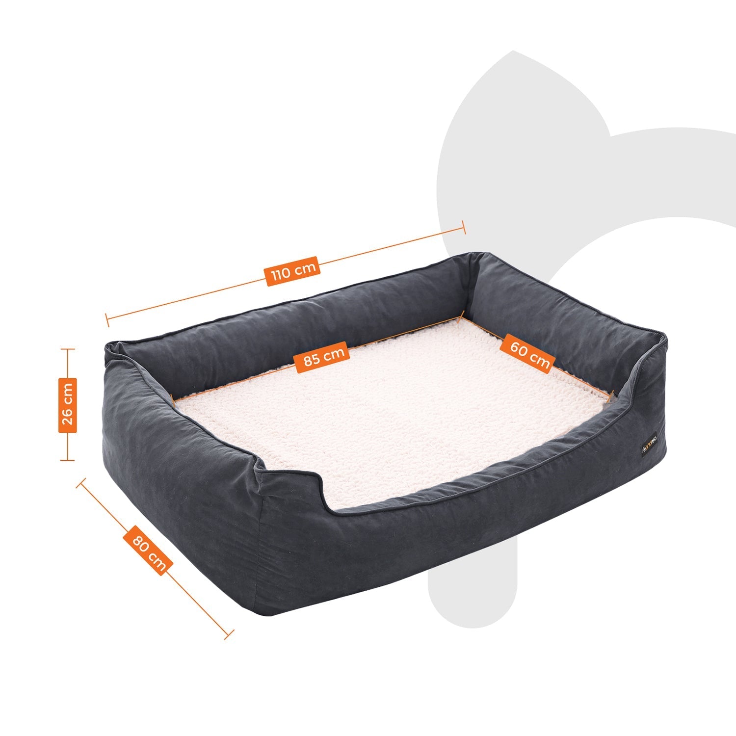 Ortopedisk hundbädd - 110 x 80 x 26 cm - svart