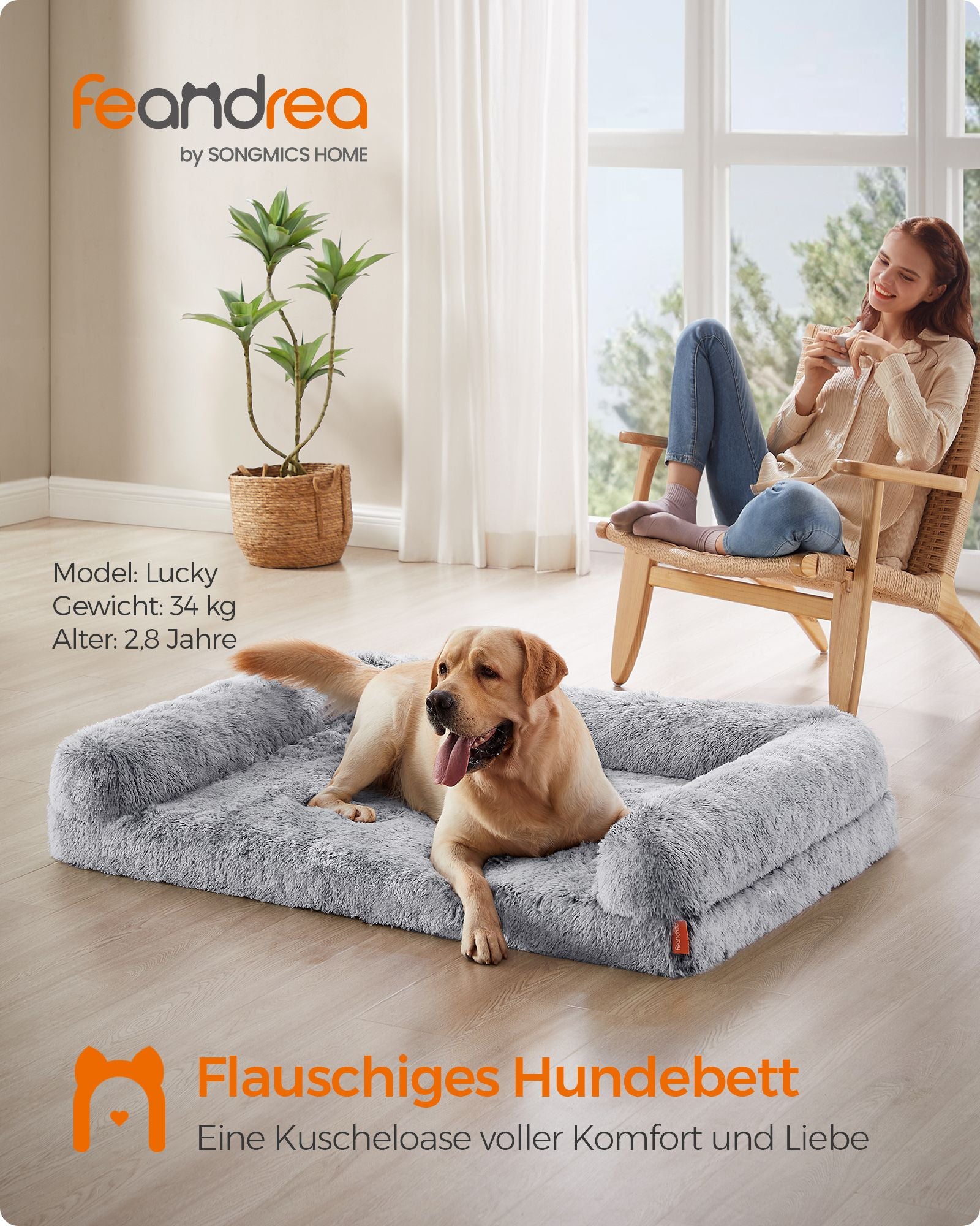 Hundkuddstorlek xxl avtagbar och tvättbar ombré grå