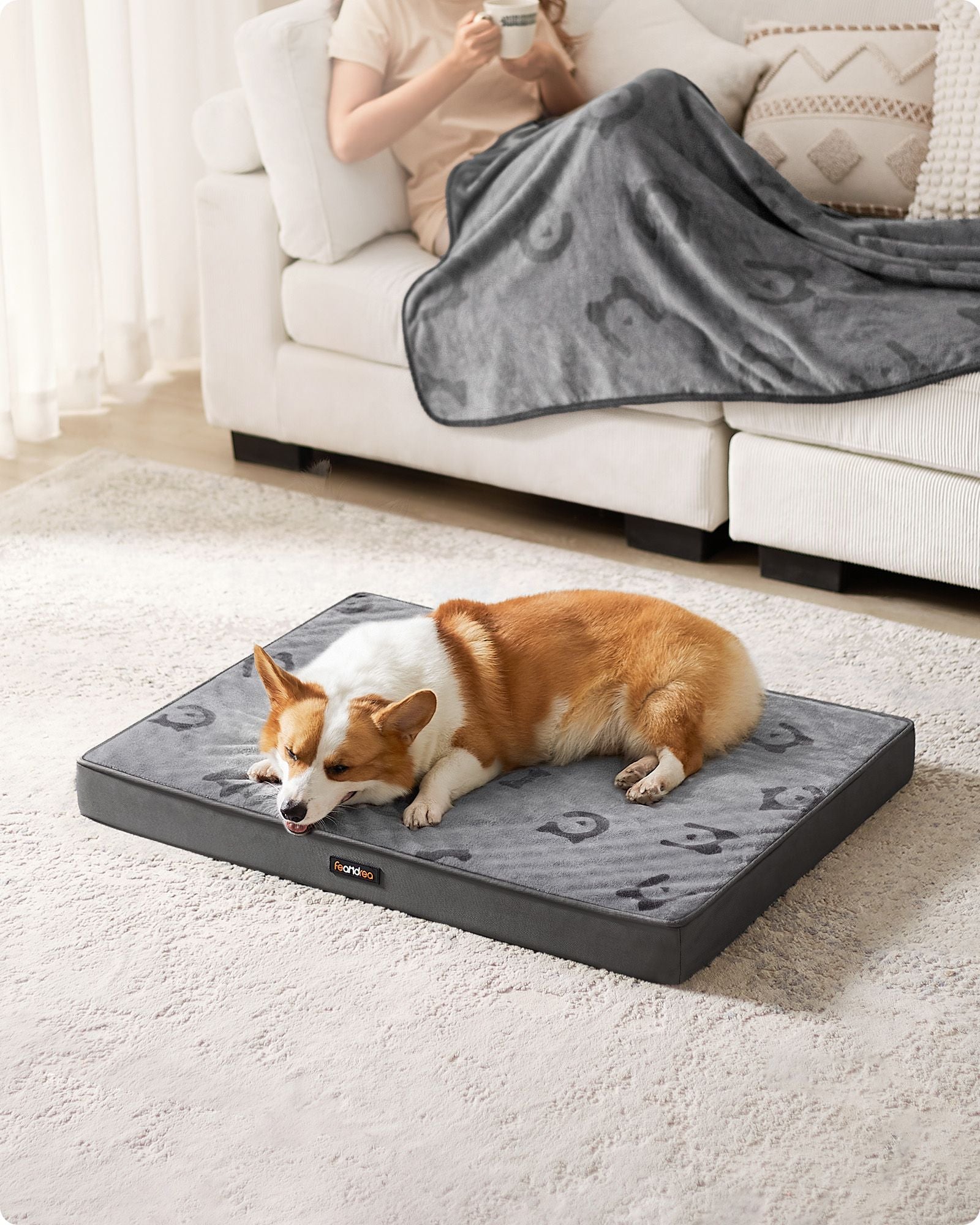 Ortopedisk hundsäng – Bekväm flanell – Dove Grey