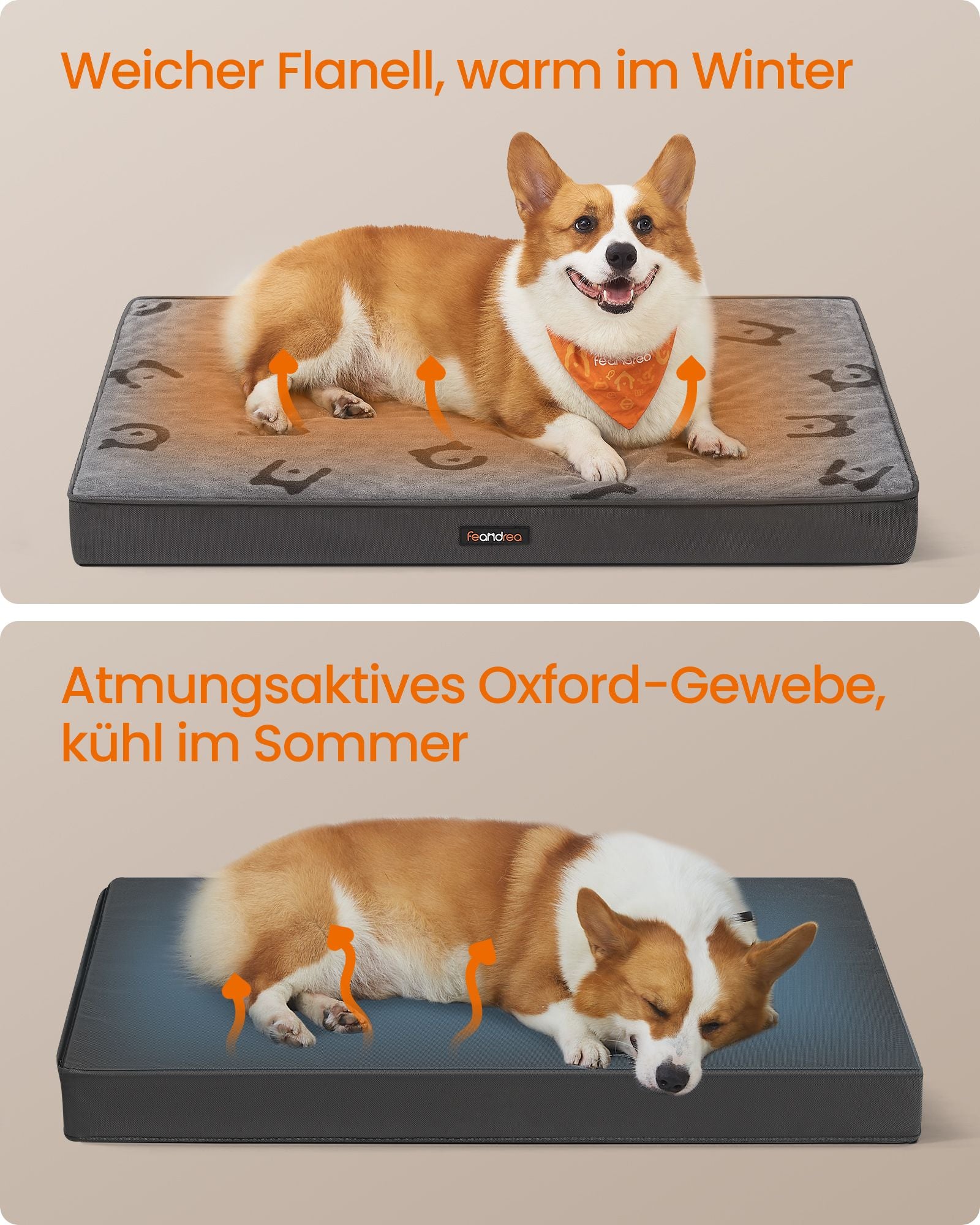 Ortopedisk hundsäng – Bekväm flanell – Dove Grey