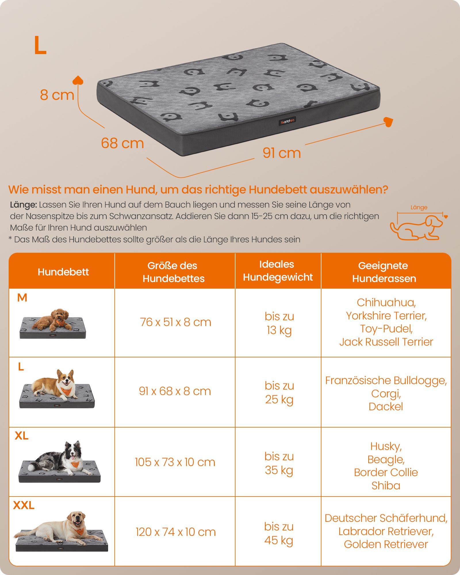 Ortopedisk hundsäng – Bekväm flanell – Dove Grey