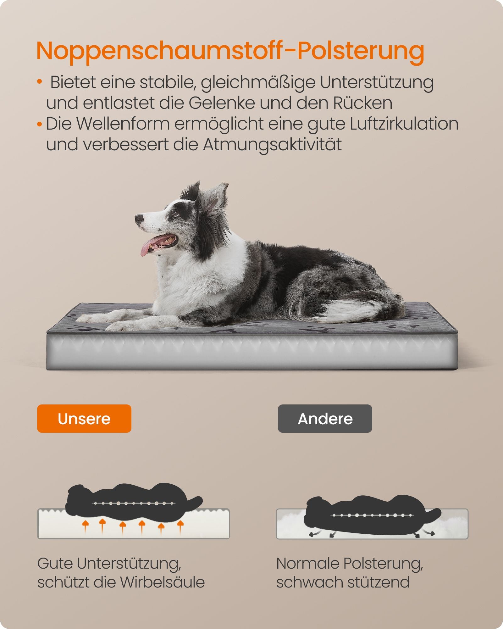 Ortopedisk hundsäng – XL Comfort – Flanell – Dove Grey