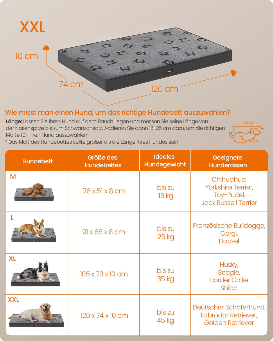 Ortopedisk hundsäng – XXL Comfort – Flanell – Dove Grey