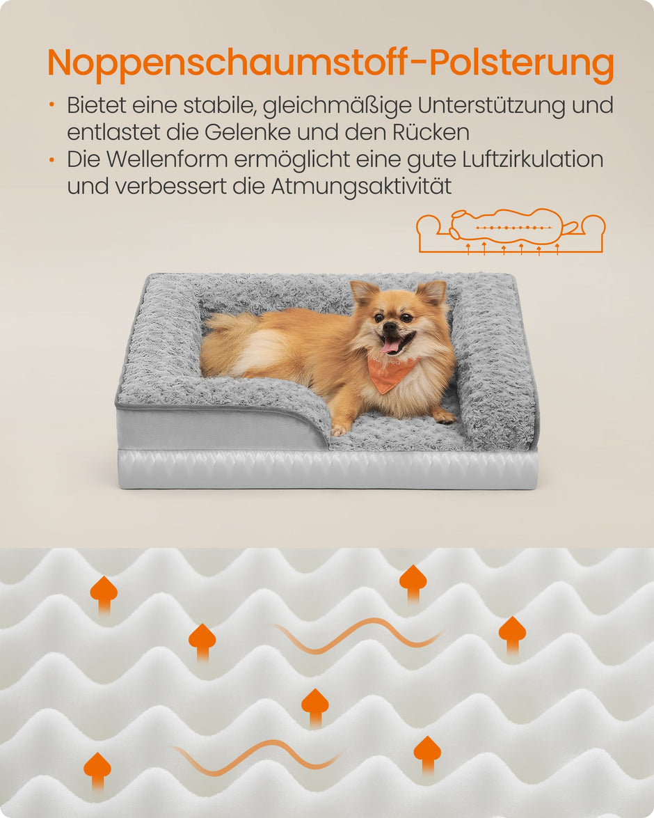 Ortopedisk hundsäng – plyschöverdrag – Dove Grey