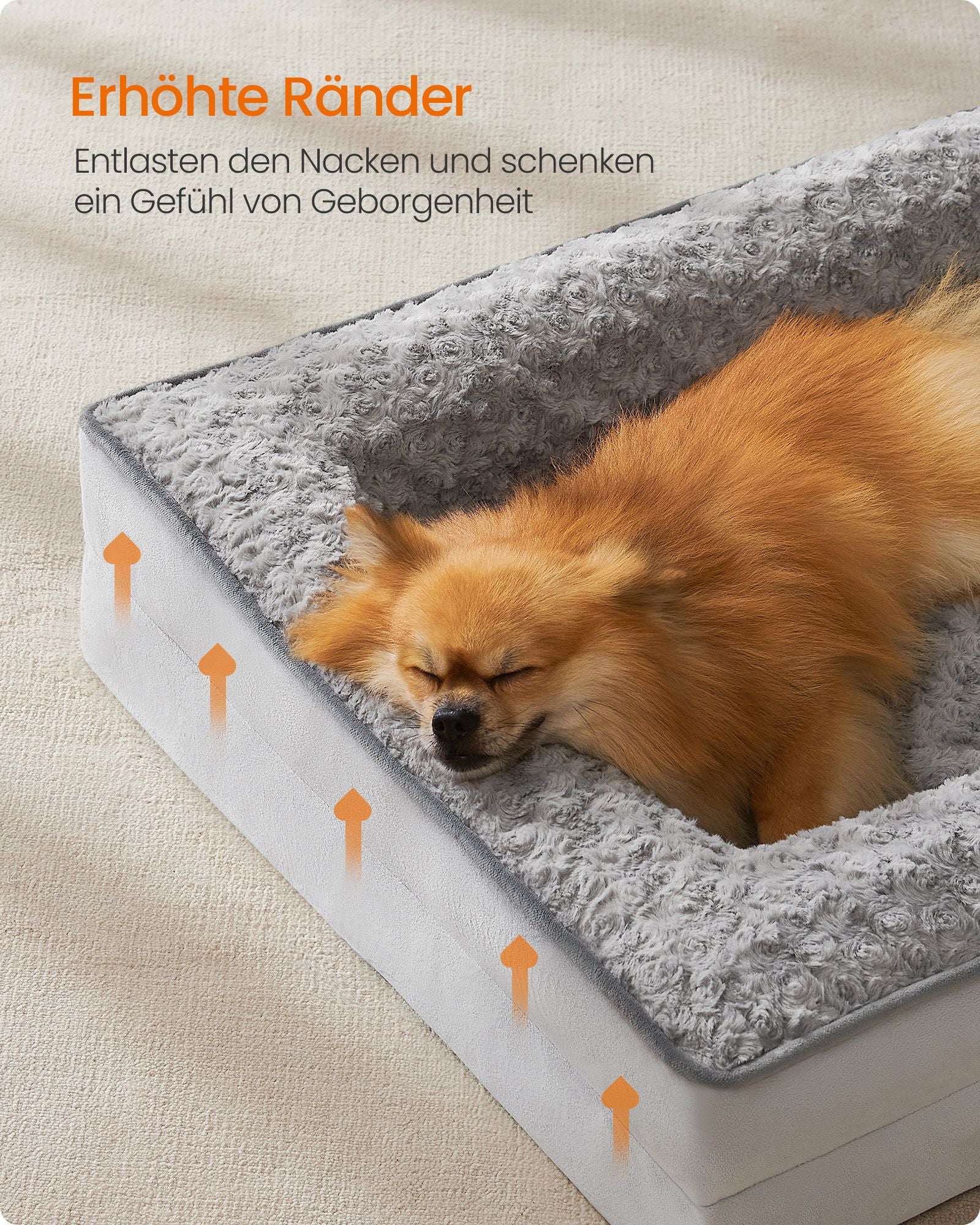 Ortopedisk hundsäng – plyschöverdrag – Dove Grey