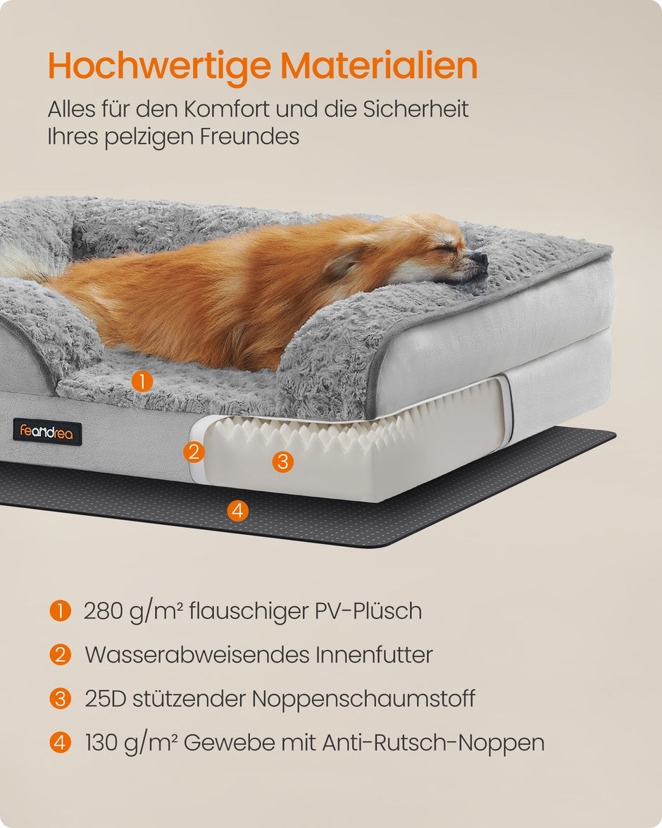 Ortopedisk hundsäng – plyschöverdrag – Dove Grey