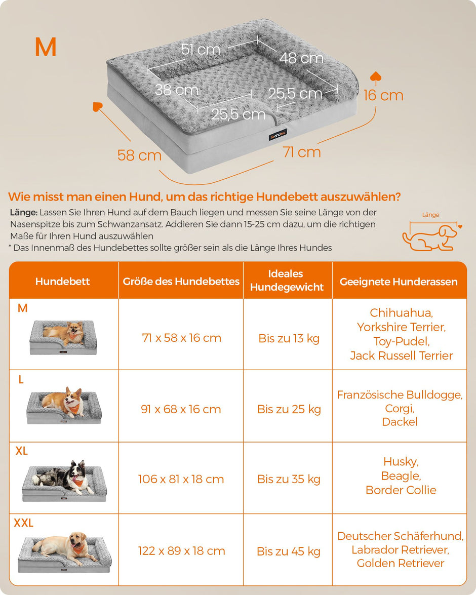 Ortopedisk hundsäng – plyschöverdrag – Dove Grey