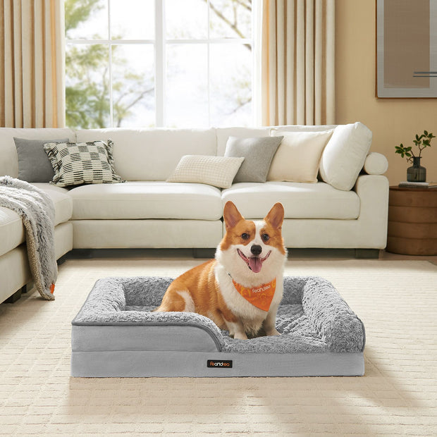 Ortopedisk hundsäng – plyschöverdrag – Dove Grey