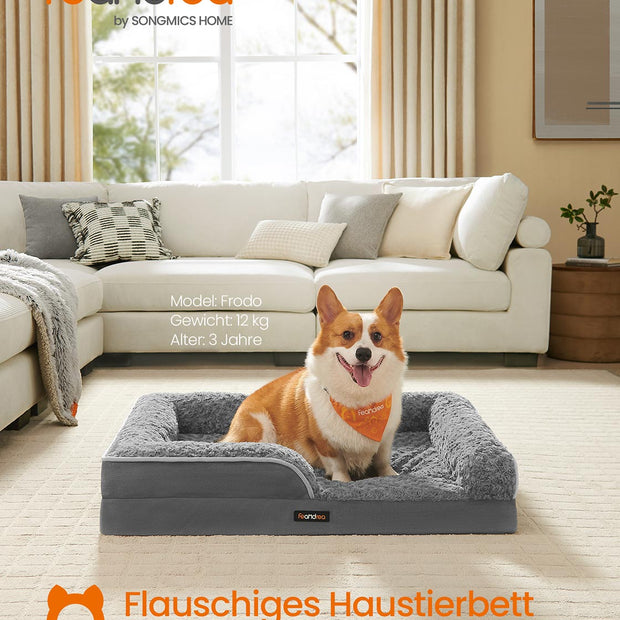 Ortopedisk hundsäng – Plyschöverdrag – Skiffergrå