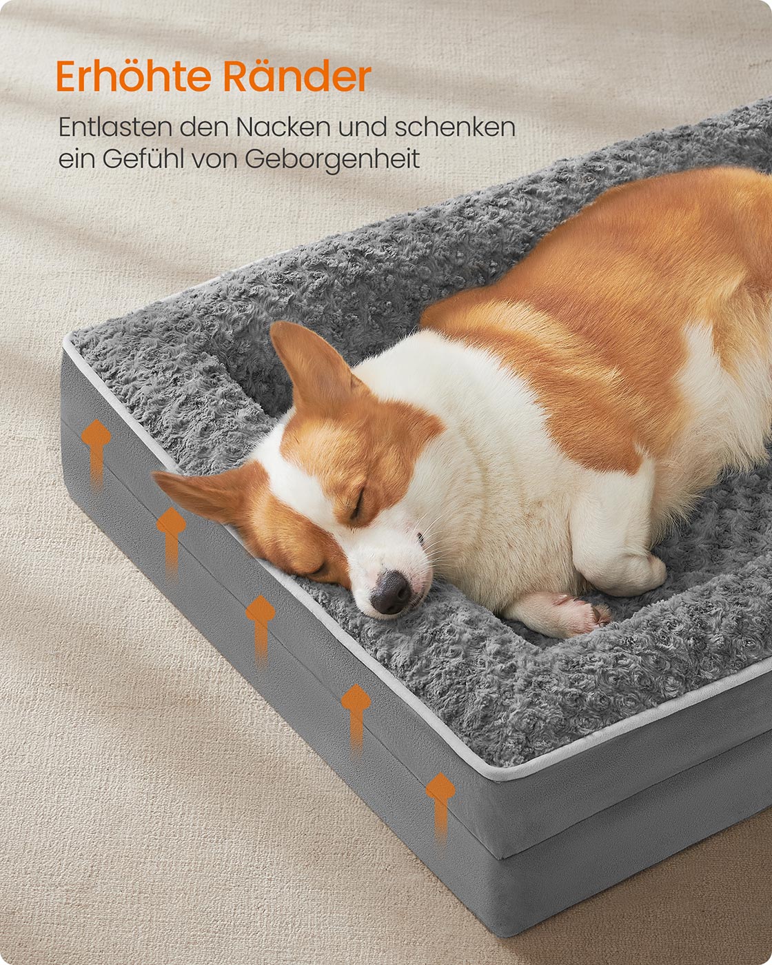 Ortopedisk hundsäng – Plyschöverdrag – Skiffergrå