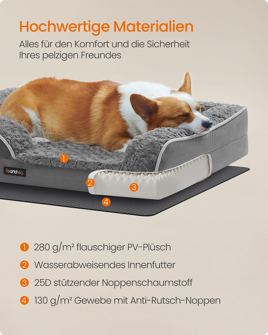 Ortopedisk hundsäng – Plyschöverdrag – Skiffergrå