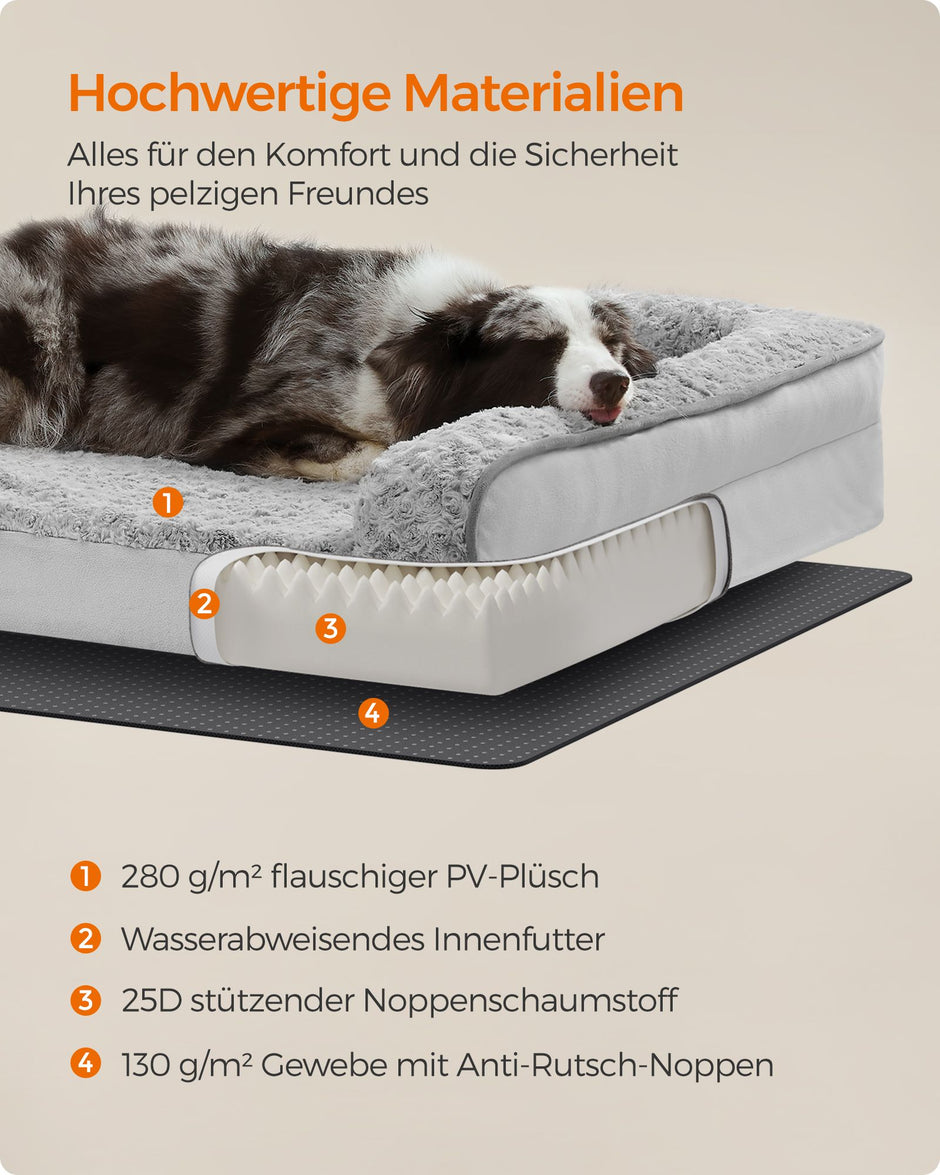 Ortopedisk hundsäng – plyschöverdrag – Dove Grey