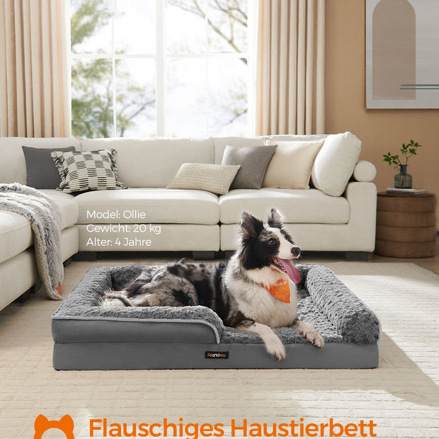 Ortopedisk hundsäng – plyschklädsel – skiffergrå