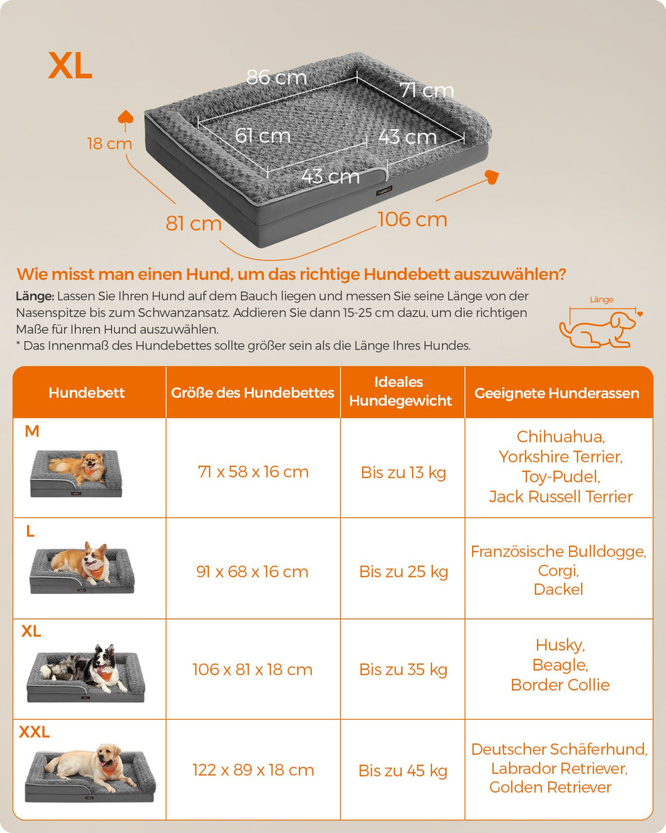 Ortopedisk hundsäng – plyschklädsel – skiffergrå