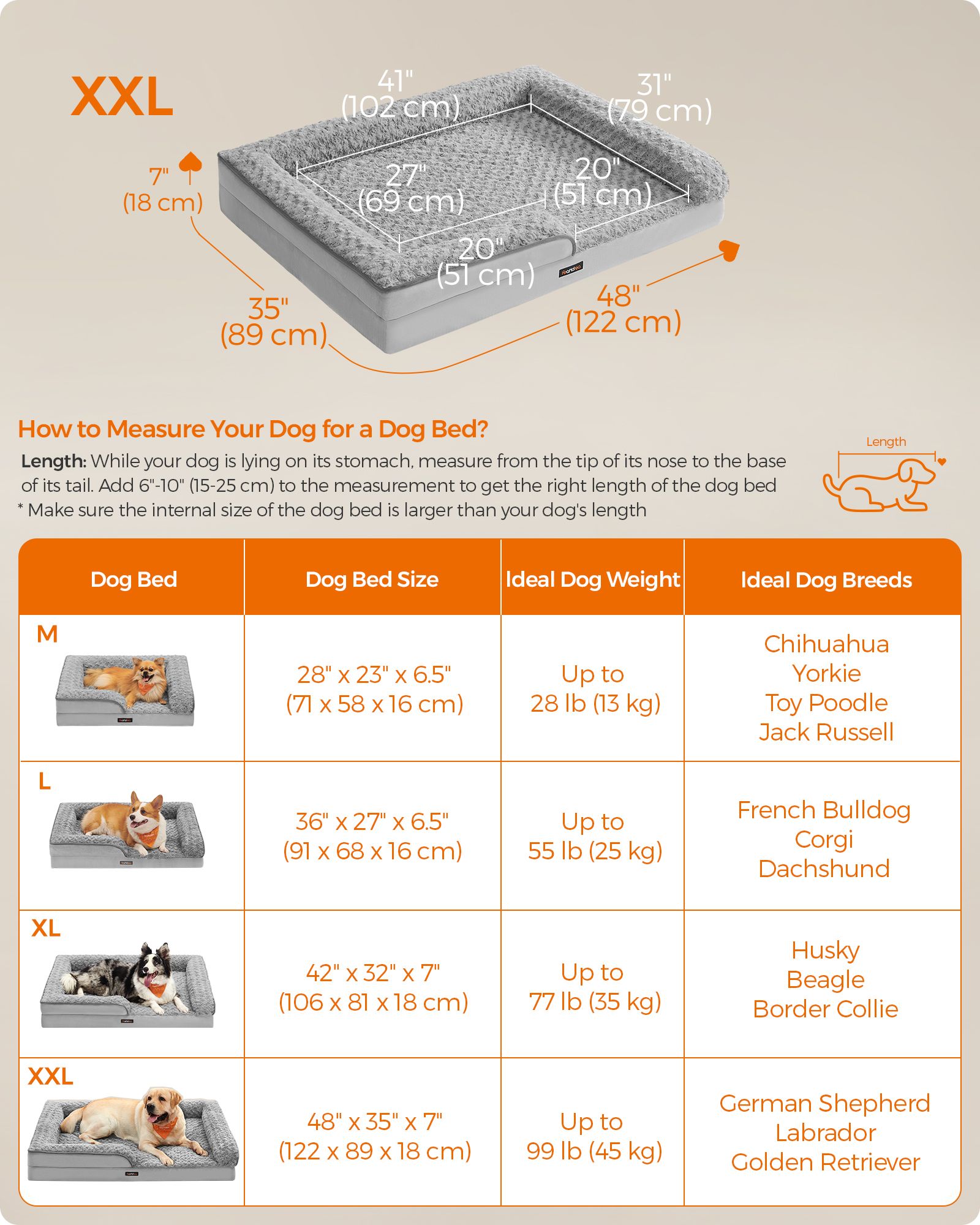 Ortopedisk hundsäng – stor storlek – Dove Grey