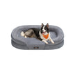 Hundbädd – Upphöjda kanter – Flanell och sammet – Ljusgrå