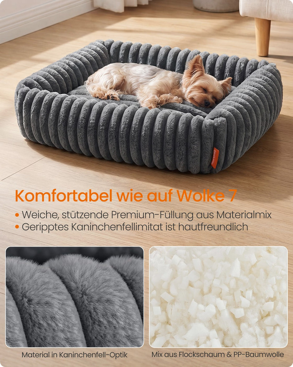 Orthopedische Hondenmat - 71 x 55 cm - Wasbaar - Zacht Pluche - Loodgrijs