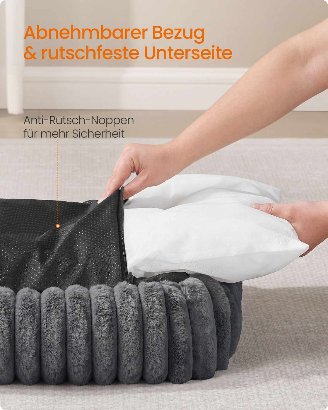 Orthopedische Hondenmat - 71 x 55 cm - Wasbaar - Zacht Pluche - Loodgrijs